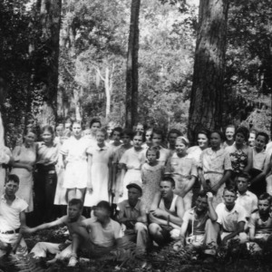 Pender County 4-H Club members attending Farm Forestry lecture at White Lake Camp - 1936