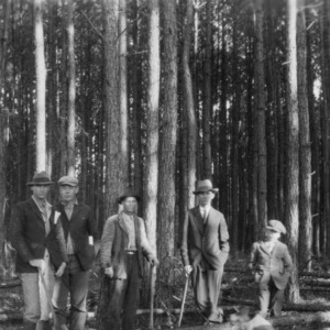 Men in forest after thinning demonstration