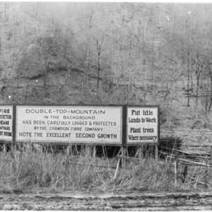 Sign for logging project of Champion Fibre Company