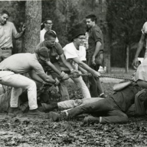 Students playing tug-of-war