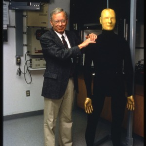 The Coppelius textiles research mannequin with creator Dr. Ben Malstrom