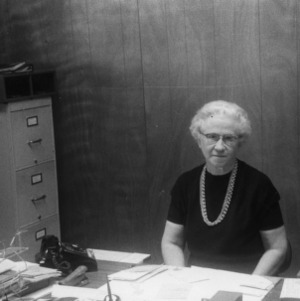 Dessie Bishop at desk
