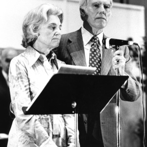 Chancellor John T. Caldwell and Carol Caldwell at his retirement reception