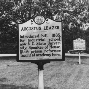 Historical marker for Augustus Leazar