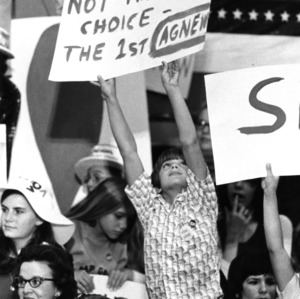 Child Holding "Not the 7th Choice - the 1st Agnew" sign at Spiro Agnew Rally