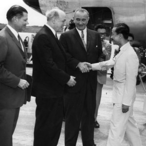 Lyndon B. Johnson arrives to Guam Conference