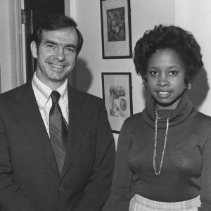 Vanessa Hill posing with NC State Chancellor Joab Thomas