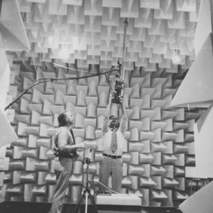 Two men in sound-proof room