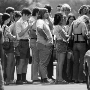 Students in line for class registration