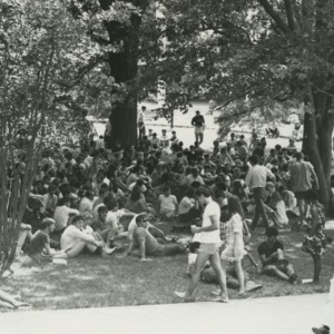 Students gathering on campus