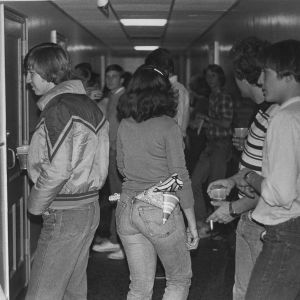 Students at party in hallway