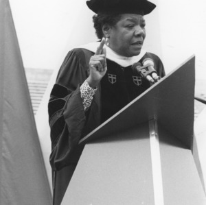 Maya Angelou giving 1990 Spring Commencement speech