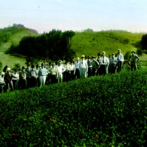 Group of men in a field in the mountains