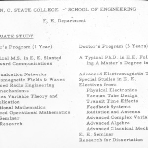 Electrical Engineering Department - Graduate Study - curricula