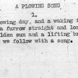 "A Plowing Song" part 1 - 4-H Club song lyrics