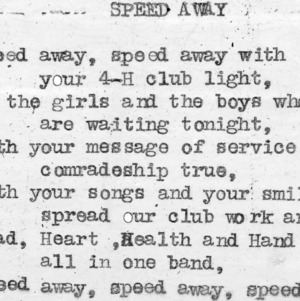 "Speed Away" - 4-H Club song lyrics