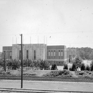 Reynolds Coliseum and railroad tracks