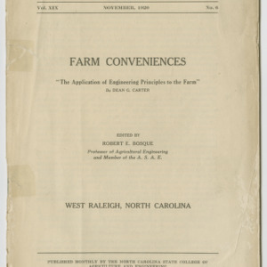Farm Conveniences (State College Record Vol. XIX, No. 6), 1920