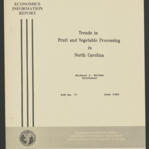 Trends in Fruit and Vegetable Processing in North Carolina, 1988 June (EIR-77)
