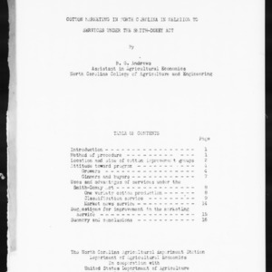 Cotton Marketing in North Carolina in Relation to Services Under the Smith-Doxey Act (AE Information Series No. 9)