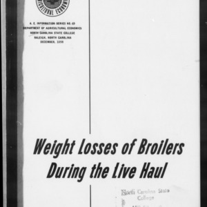 Weight Losses of Broilers During the Live Haul (AE Information Series No. 69)