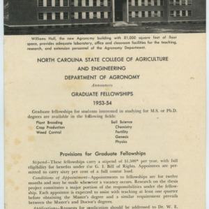 Pamphlets for Department of Agronomy graduate programs, 1953-1955