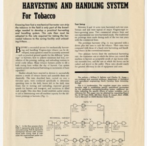 "A Mechanical Harvesting and Handling System for Tobacco," by William E. Splinter and Charles W. Suggs, 1968