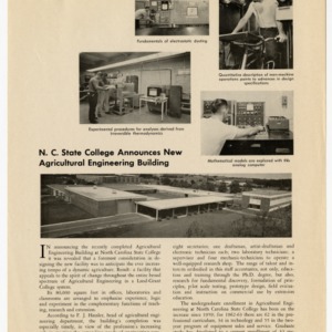 "North Carolina State College Announces New Agricultural Engineering Building," 1963