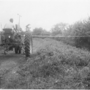 Man on tractor spraying field