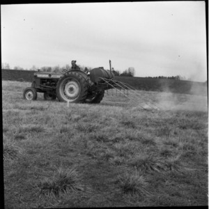 Agricultural machinery and fire in field