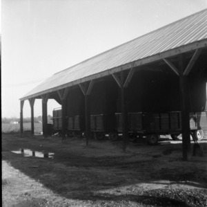 Wagons in storage building