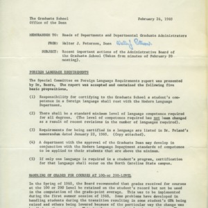 Graduate studies memorandums, 1964-1969