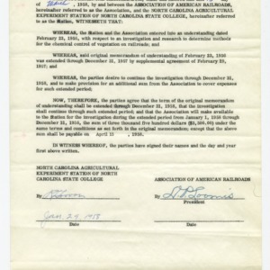 Agreement between Association of American Railroads and the Agricultural Experiment Station, 1957-1958