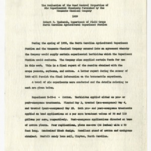 Agreement between the Monsanto Chemical Company and the North Carolina Agricultural Experiment Station, 1959