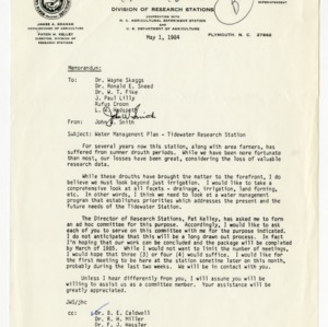 Communications between N. C. State's School of Agriculture and the North Carolina Department of Agriculture, 1980-1984