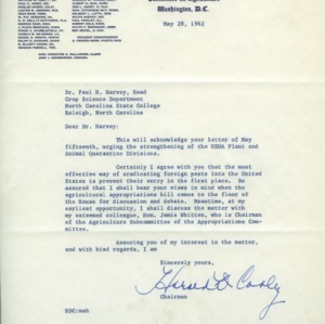 USDA congressional quarantine proposals, 1962
