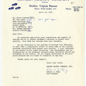 Peanut Variety and Quality Evaluation Advisory Committee records, 1970-1976