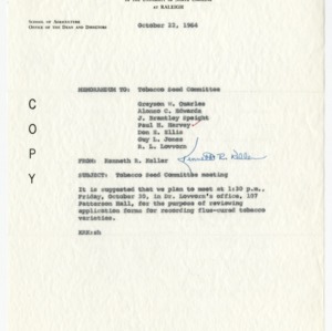 Tobacco Seed Committee records, 1962-1964