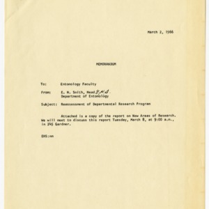 Report on Reassessment of Department of Entomology's Research Program, 1966