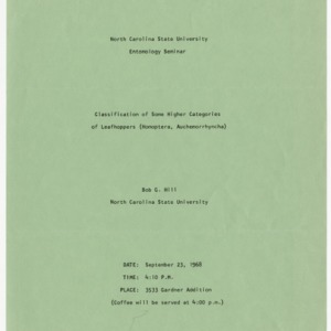 Fliers for Entomology seminars, 1968-1969