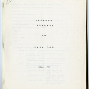 Entomology Information for Review Panel, 1961