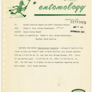 Agricultural Extension Service Insect Survey Reports, 1974