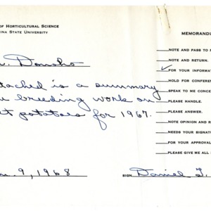 Sweet Potato Breeding and Investigations, Summary Report for 1967