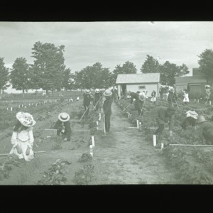 Well-dressed children working in field, circa 1910