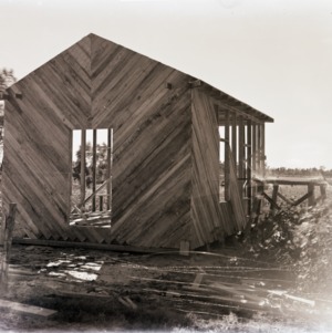 Construction of Pender Test Farm potato house, 1915