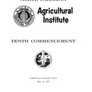 North Carolina Agricultural Institute Tenth Commencement, May 14, 1971