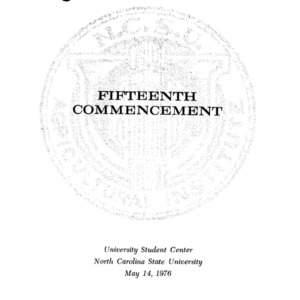 North Carolina Agricultural Institute Fifteenth Commencement, May 14, 1976