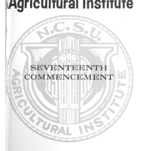 North Carolina Agricultural Institute Seventeenth Commencement, May 12, 1978