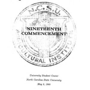 North Carolina Agricultural Institute Nineteenth Commencement, May 9, 1980