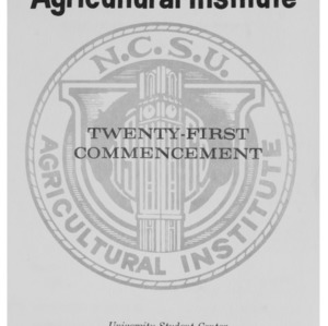 North Carolina Agricultural Institute Twenty-First Commencement, May 14, 1982